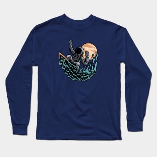 Surfing Astronaut Riding a Wave Long Sleeve T-Shirt